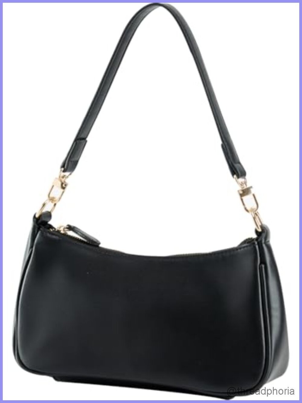 PU Leather Crossbody Shoulder Bag Zipper Closure Detachable Strap
